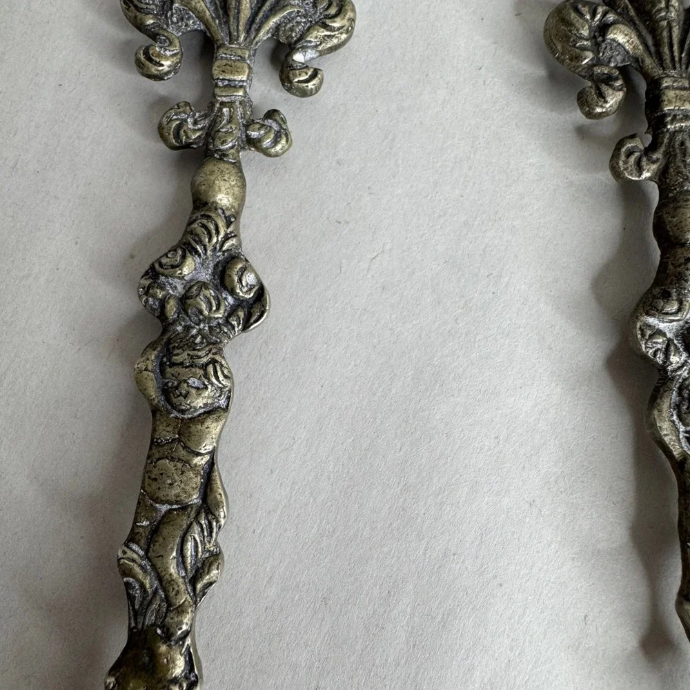 Vintage Italian Cherub Salad Servers Set Ornate Putti Fleur De Lis Italy